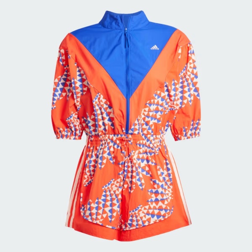 Adidas Orange and Blue Geometric Romper